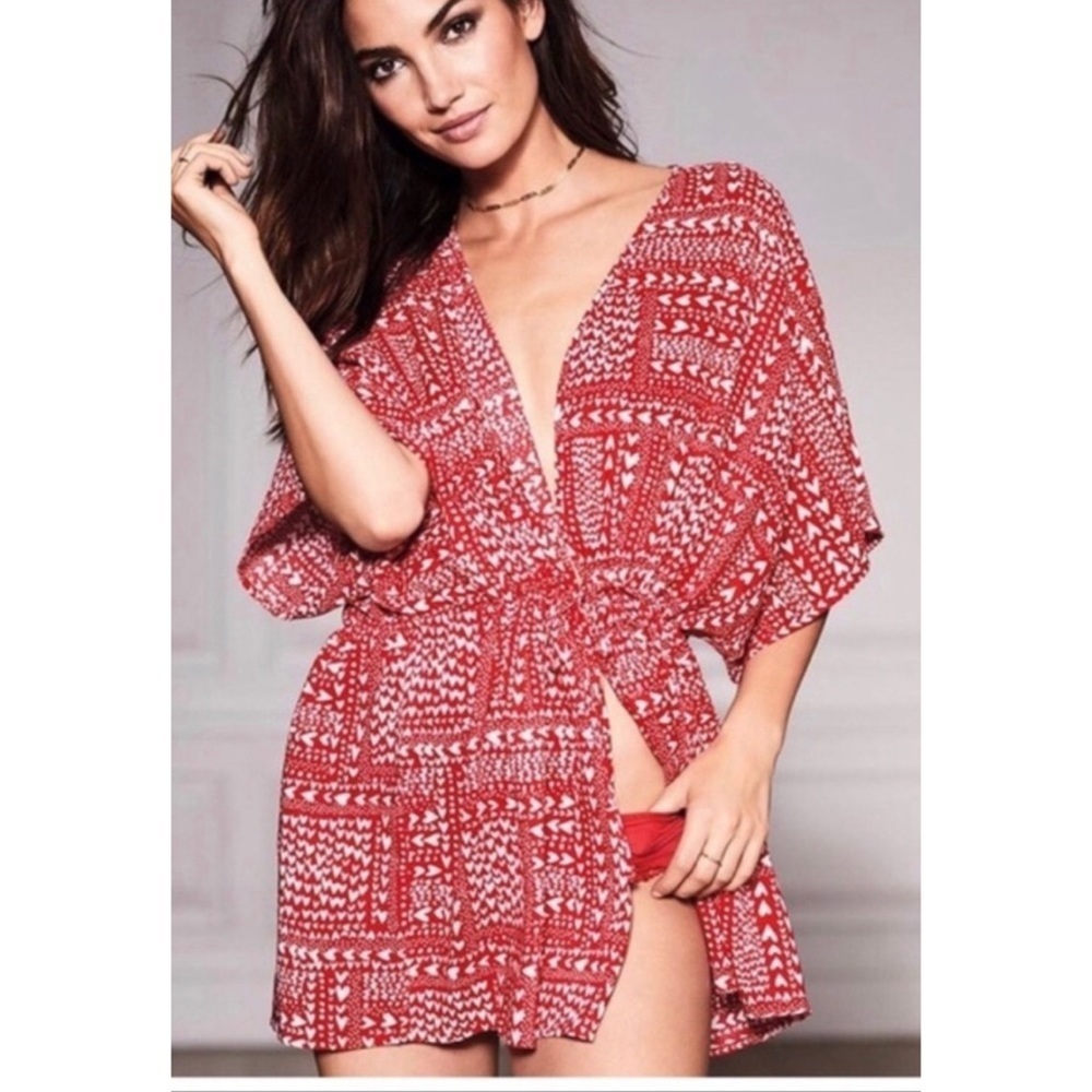 Victoria’s Secret Heart Print Valentine’s Cover-Up Robe- OS